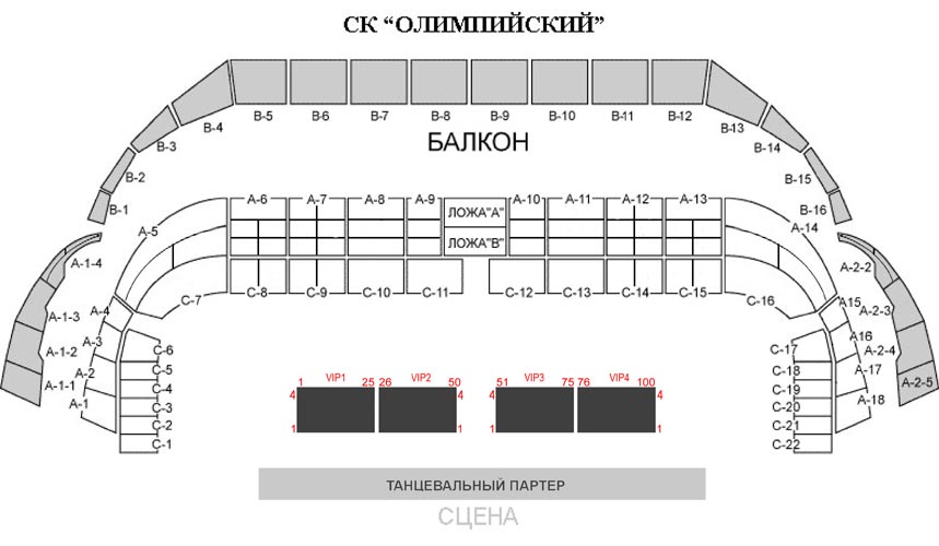 Премио схема зала